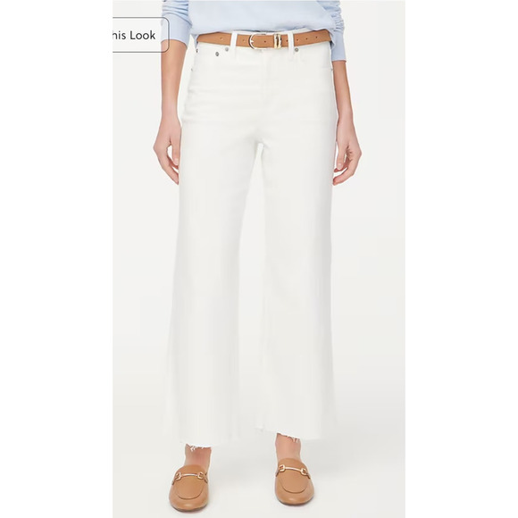 J. Crew Wide-Leg Crop Stretch Jean in All-Day Stretch Seashell White Size‎ 33 - Picture 2 of 10